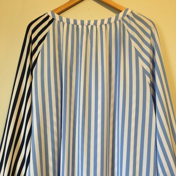 NWT Nygard Missy Indigo & Red Harlequin Striped Tassled Tunic Blouse - Picture 6 of 16